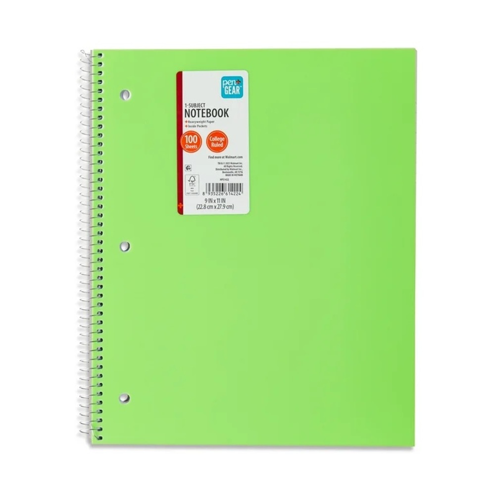 Pen+Gear College Ruled Poly 1-Subject 100 Heavyweight Sheets Notebook NWT